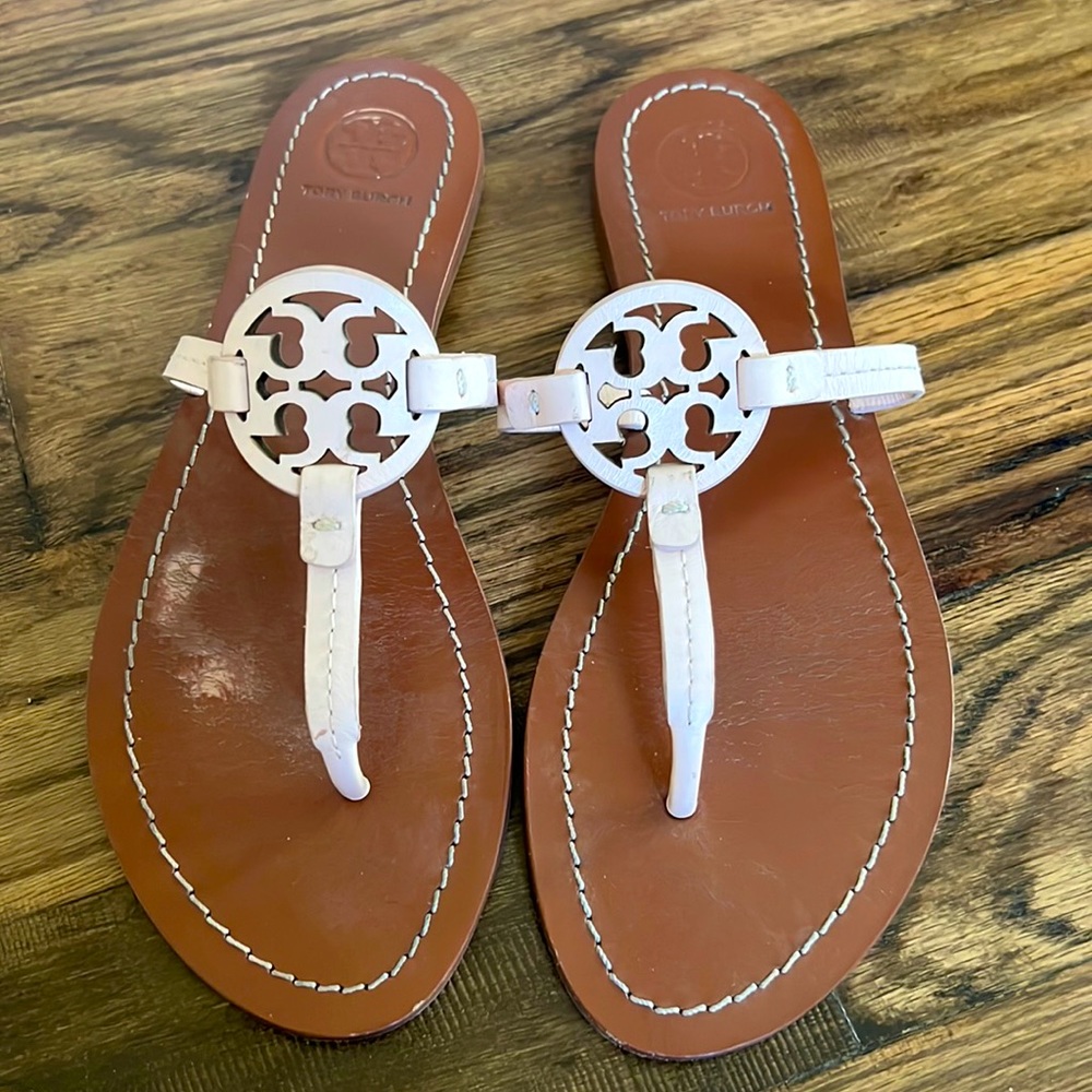 Tory Burch pale pink flip flops